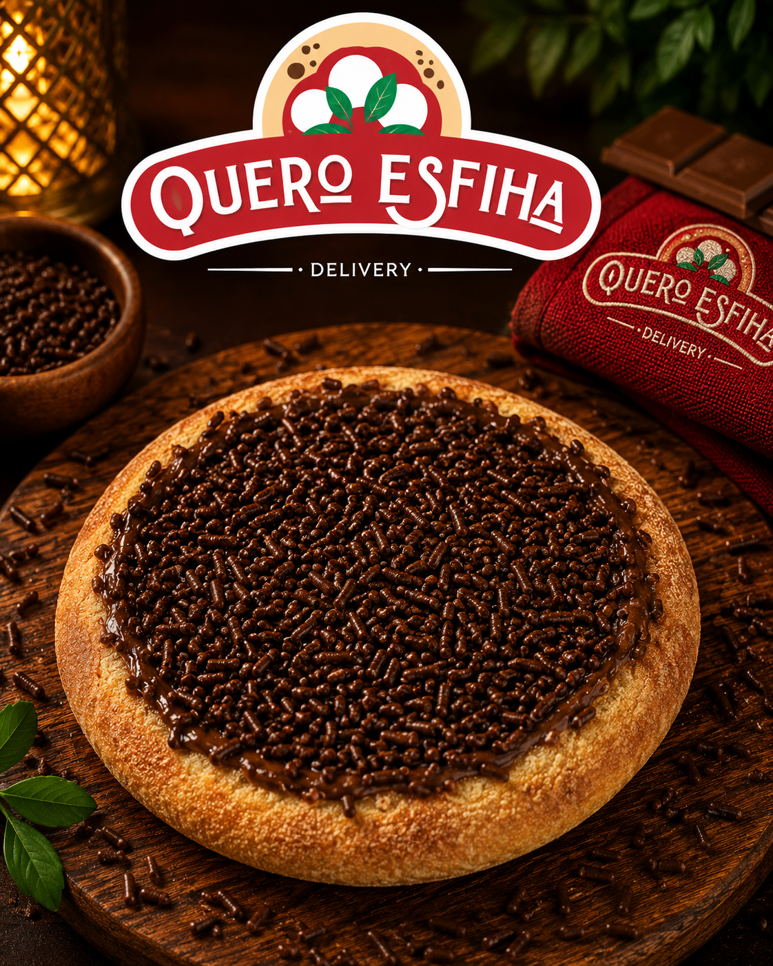 Esfiha de Chocolate com Granulado - Quero Esfiha